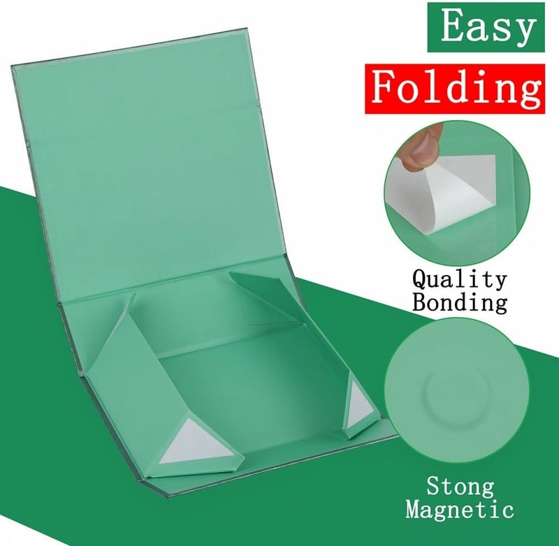 UoeRing 1 Pcs Green Gift Box 11.5x8x4 inch Luxury Gift Box for Presents with Magnetic Lid Collapsible,Birthday,Christmas,Contains Card, Ribbon, Tissue Paper,Shredded Paper Fille - Image 4